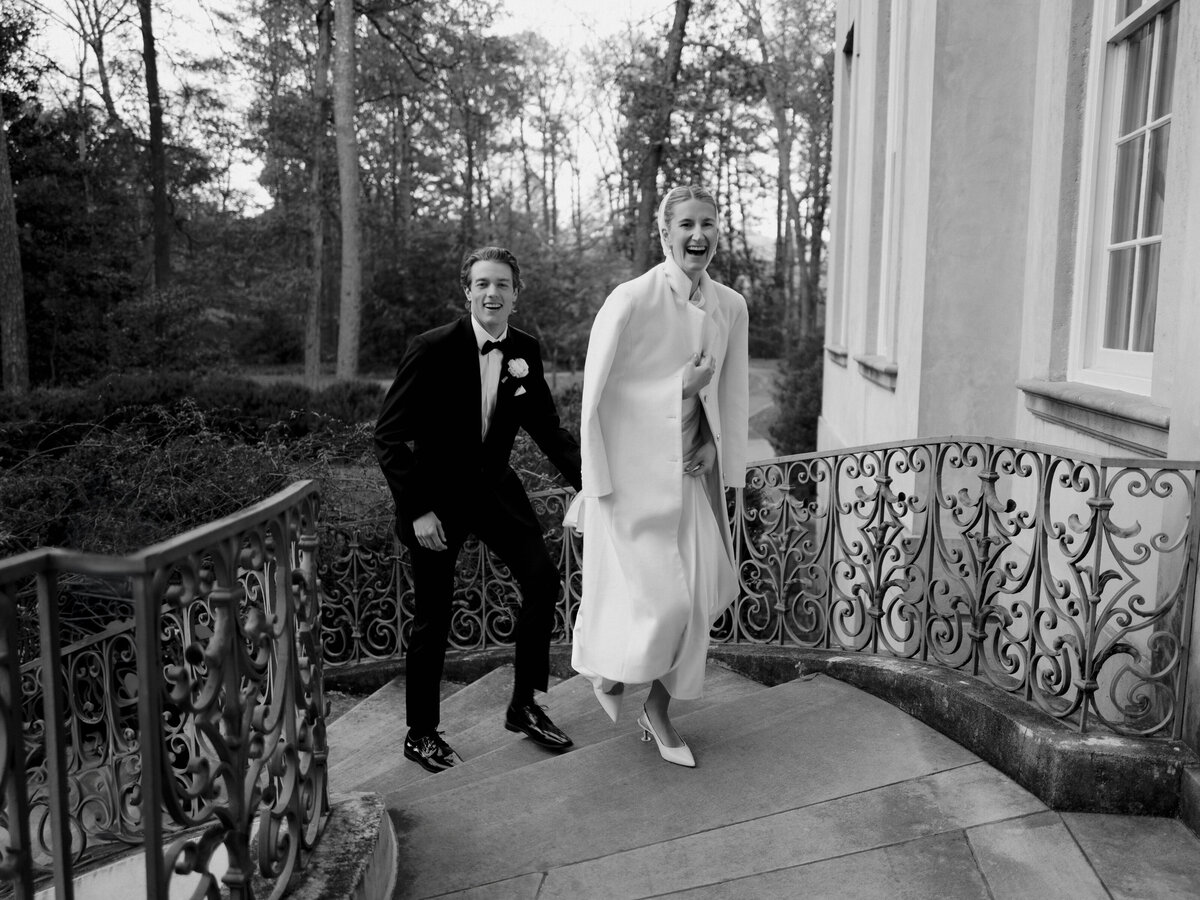 Candid moment of bride and groom on their wedding day