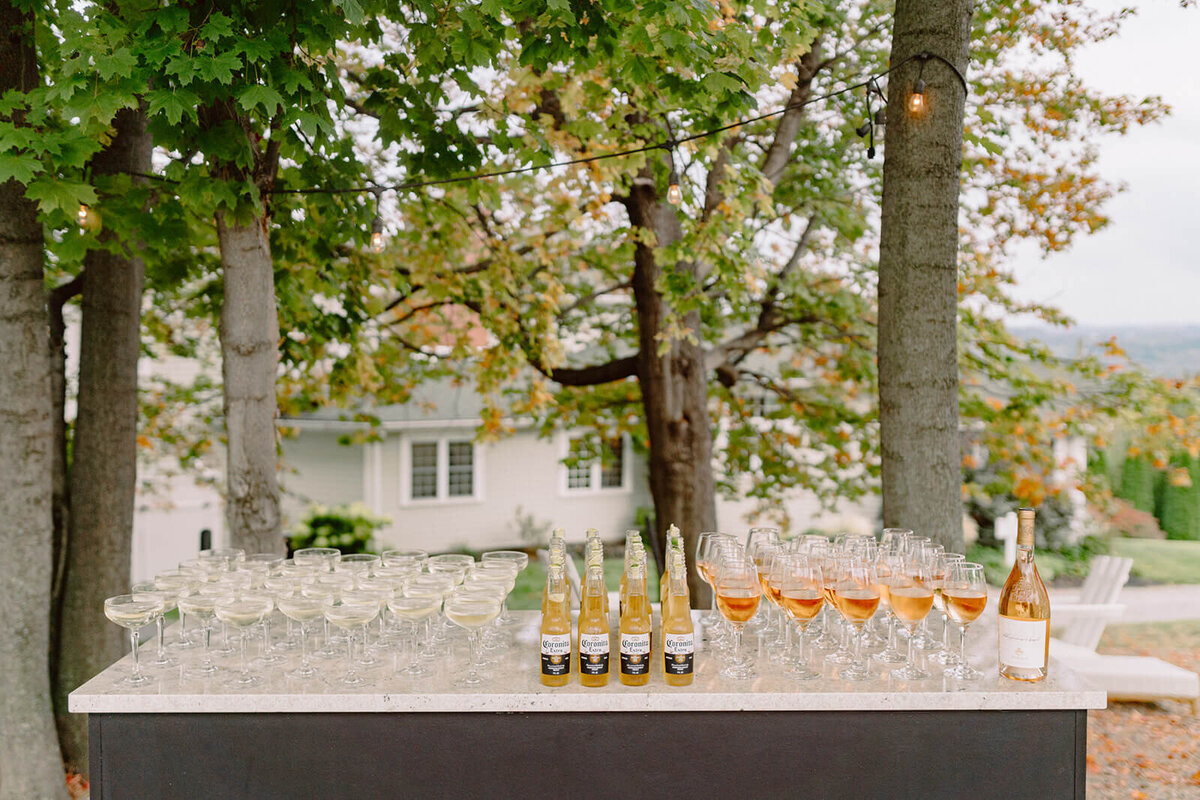 Drinks set up at Finger Lakes Wedding