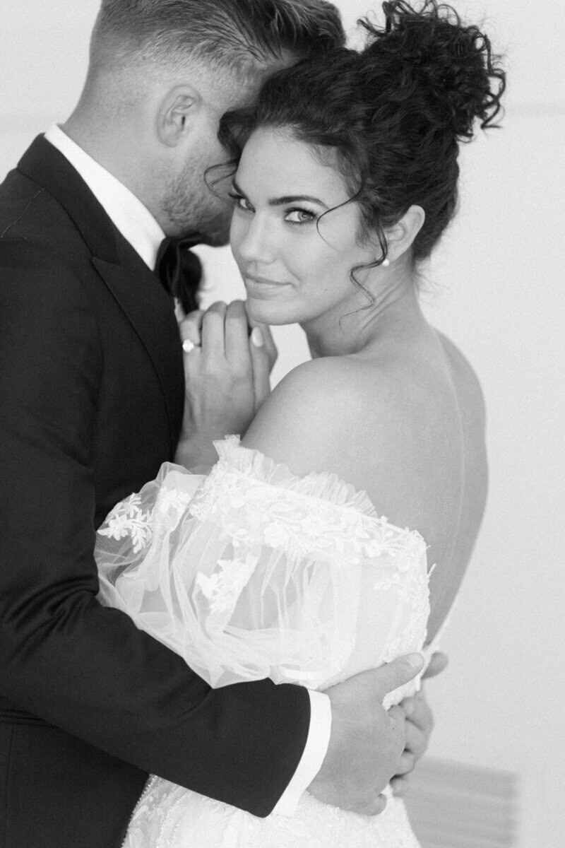 Bride and groom embracing at wedding planned by wedding planners chicago