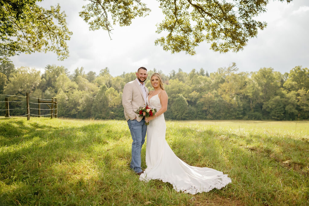 Smoky Mountain elopement photographed in Cades Cove with the couple standing together posed under a large tree