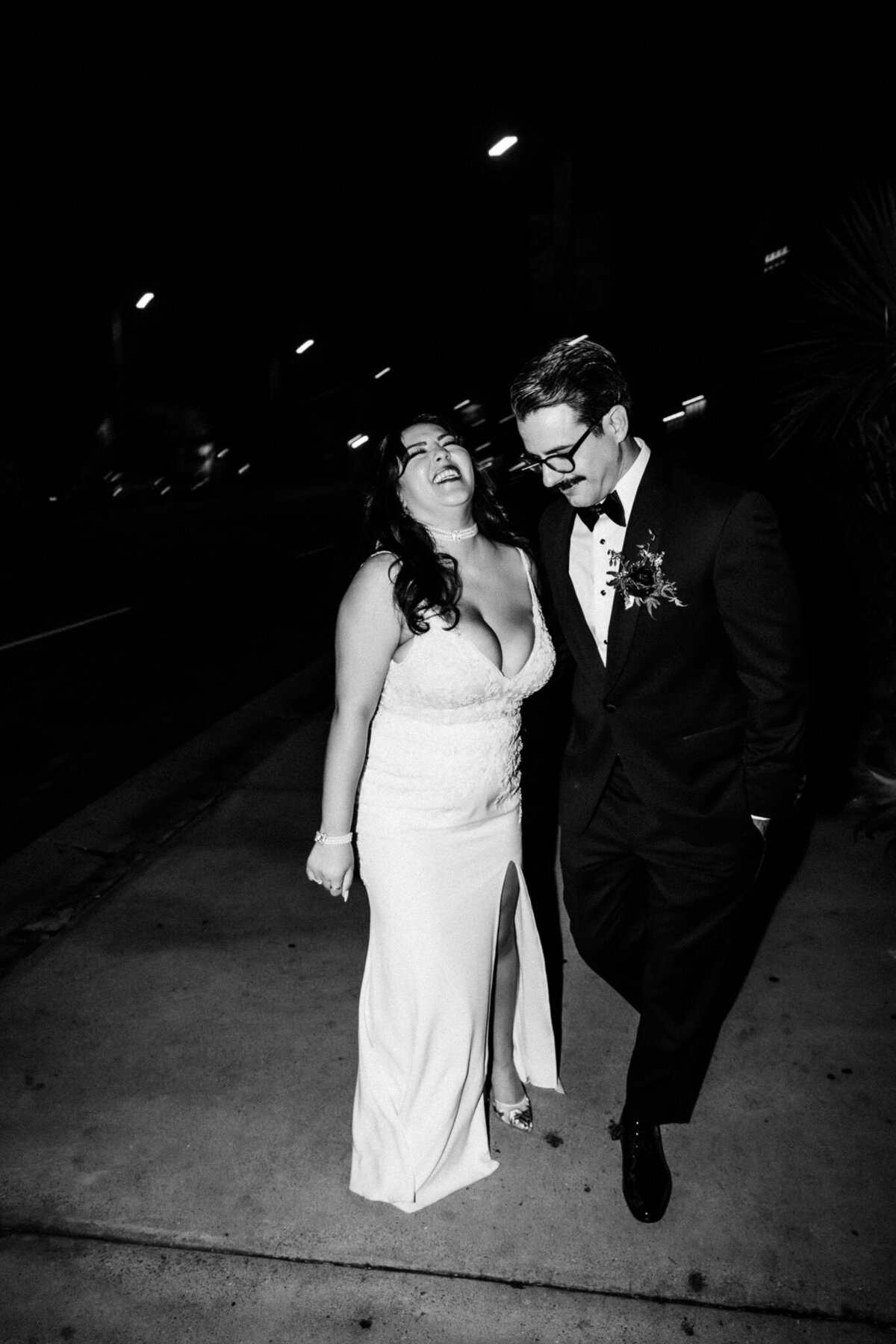 Archer Inspired Photography - Christina and Jake Wedding - Smog Shoppe Los Angeles - Night Flash Couple Photos-127
