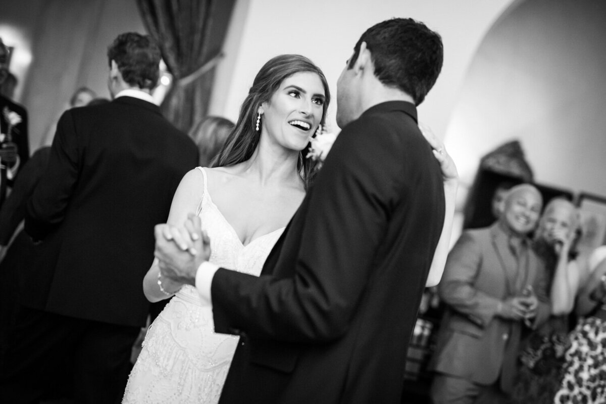 Bride and groom dancing