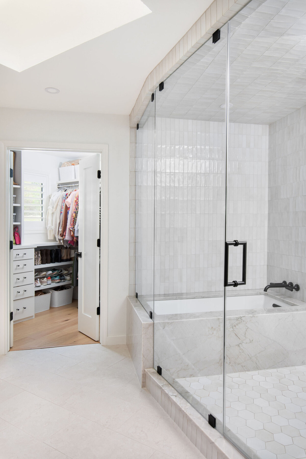 Hello Home modern bathroom remodel neutral wood and tile 5