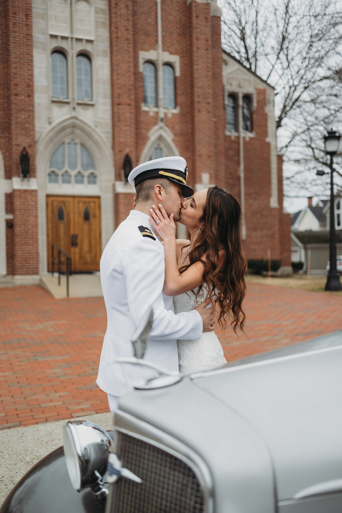 bride and groom kissing