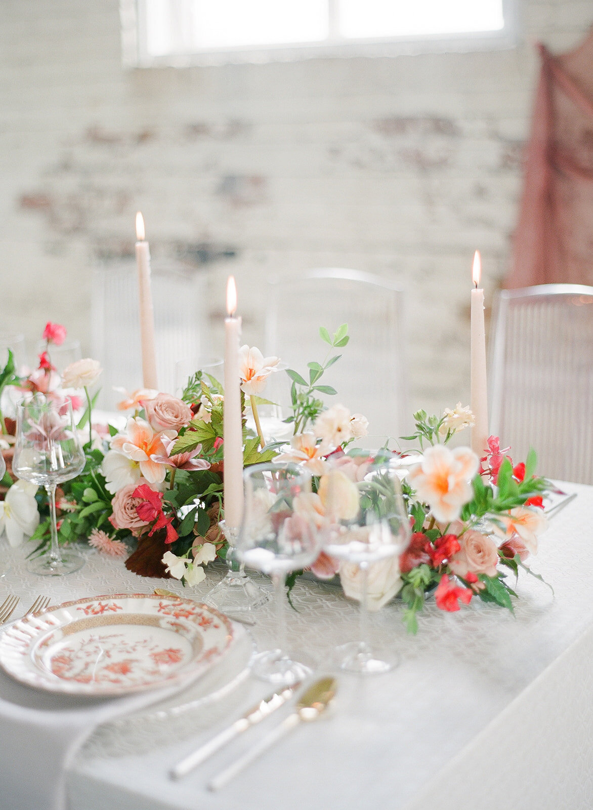 bright floral centerpiece, studio fleurette, painted tulips