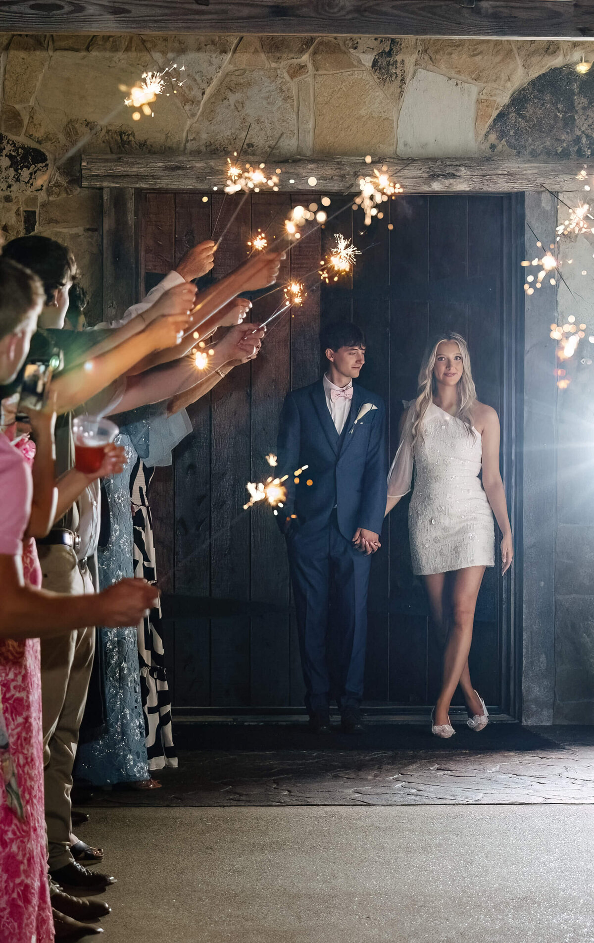 bride and groom sparkler exit