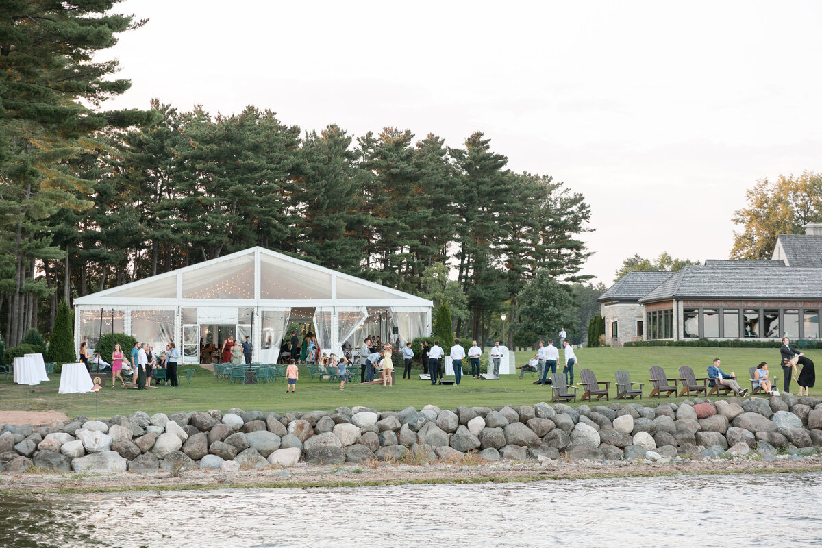 A sophisticated reception under the stars, with stunning views of Lake Mendota at Bishops Bay Country Club.
