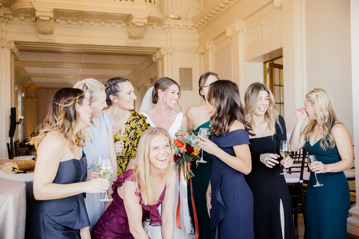 Friends celebrate with bride at Northern CA Wedding