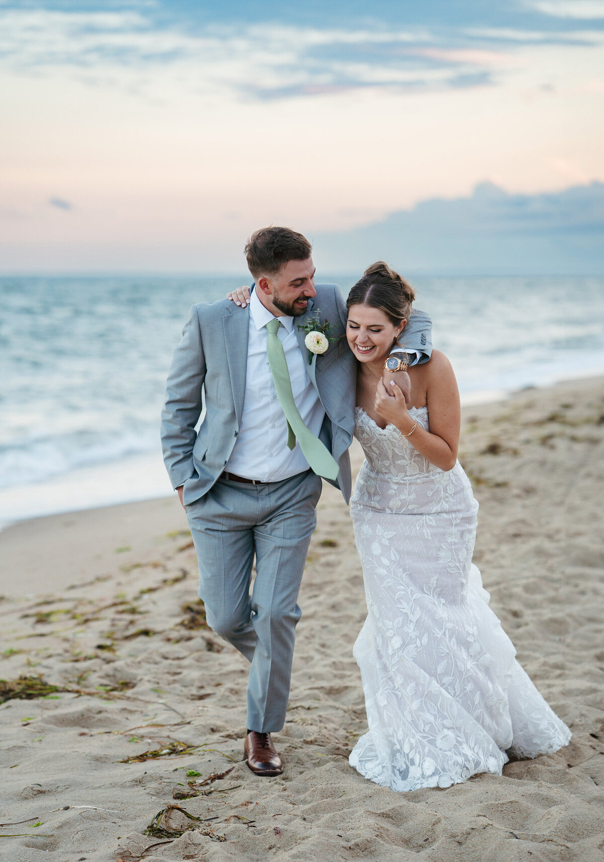 Popponesset Inn wedding in Mashpee MA with oceanfront ceremony views and romantic coastal portraits.
