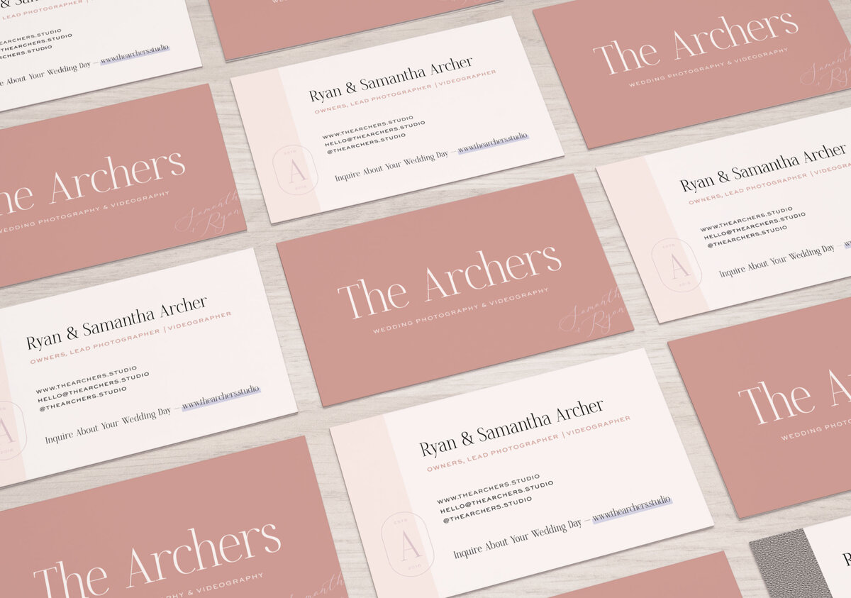 a mockup of red, black, and white business cards