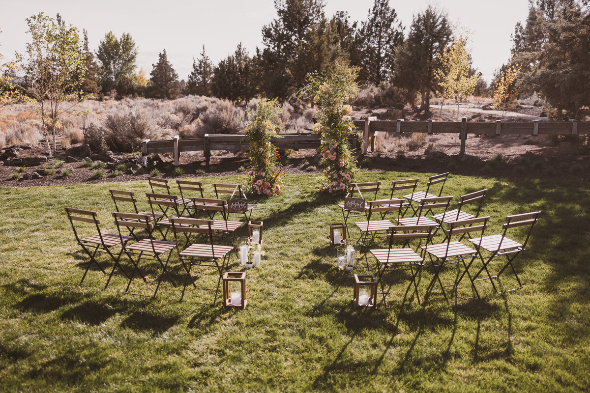 Half circle wedding ceremony bistro chairs