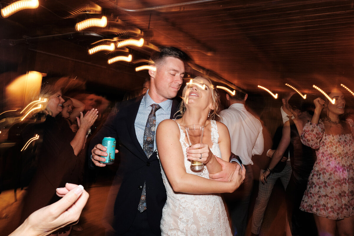 Bride and groom on the dance floor at the Press room, tacoma.