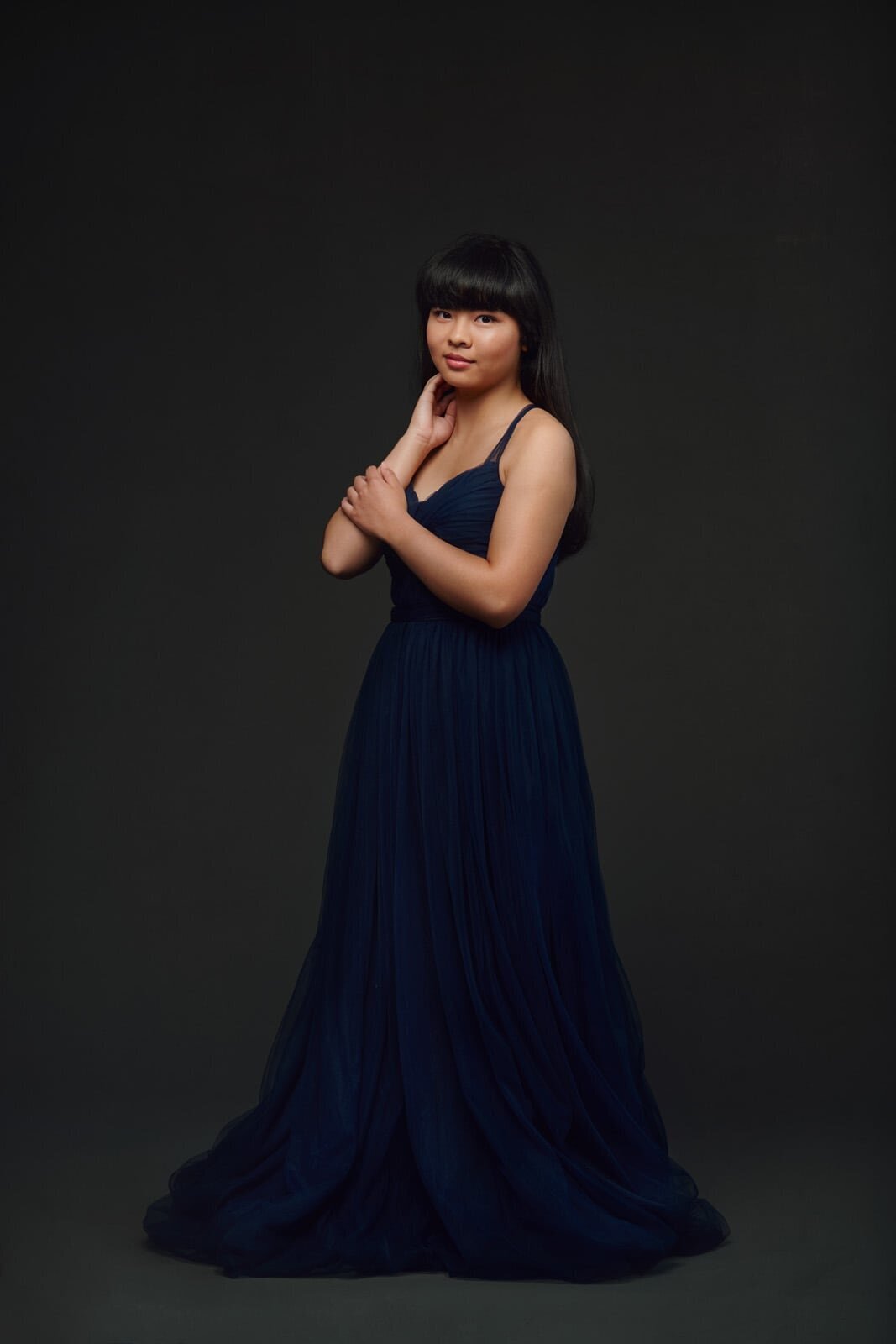Elegant High School Senior Portrait by Skilled Photographer in Formal Dress-24