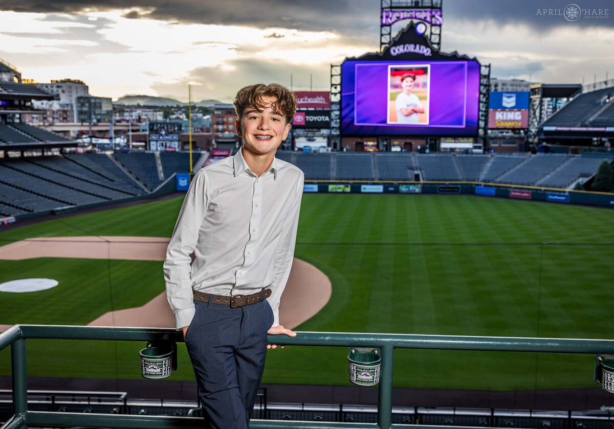 Bar Mitzvah Portrait at Coors Field in Denver