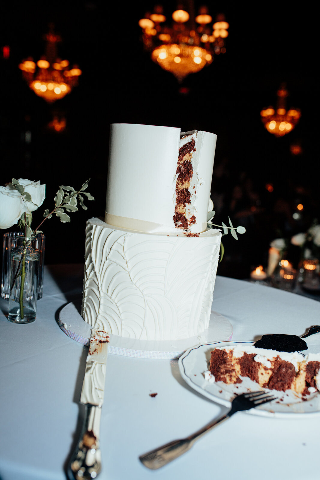 Cake details at wedding reception at Cleaver