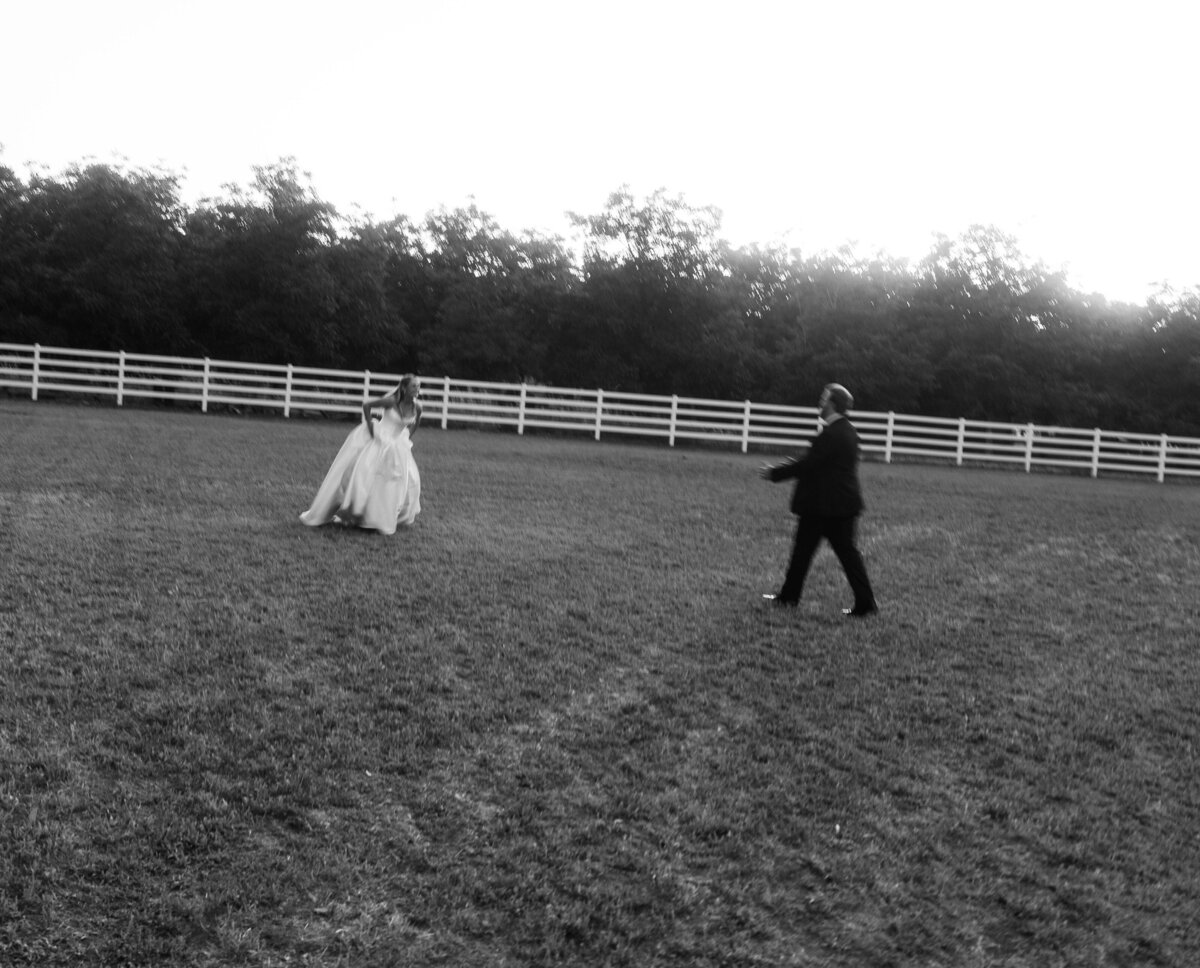 Timeless & Cinematic capture of a bride and groom running to each other in Northern California