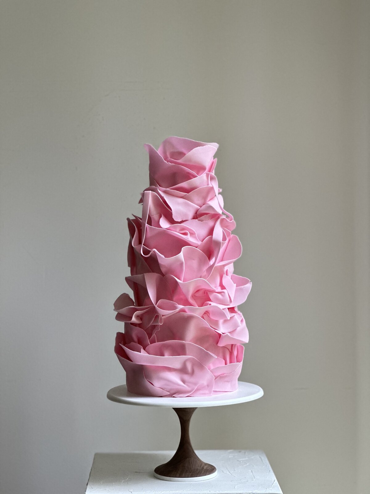 pink frills wedding cake