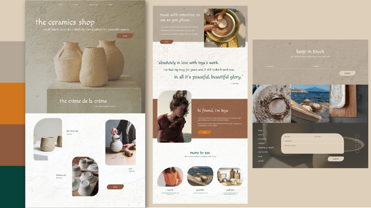 ceramics shop website display