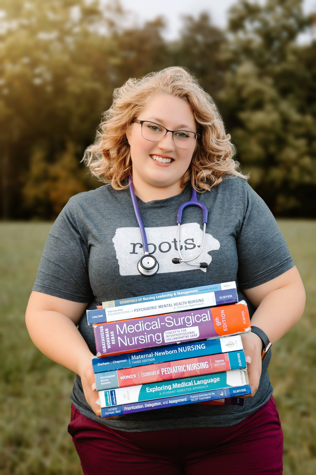 This senior celebrates her nursing school achievements.
