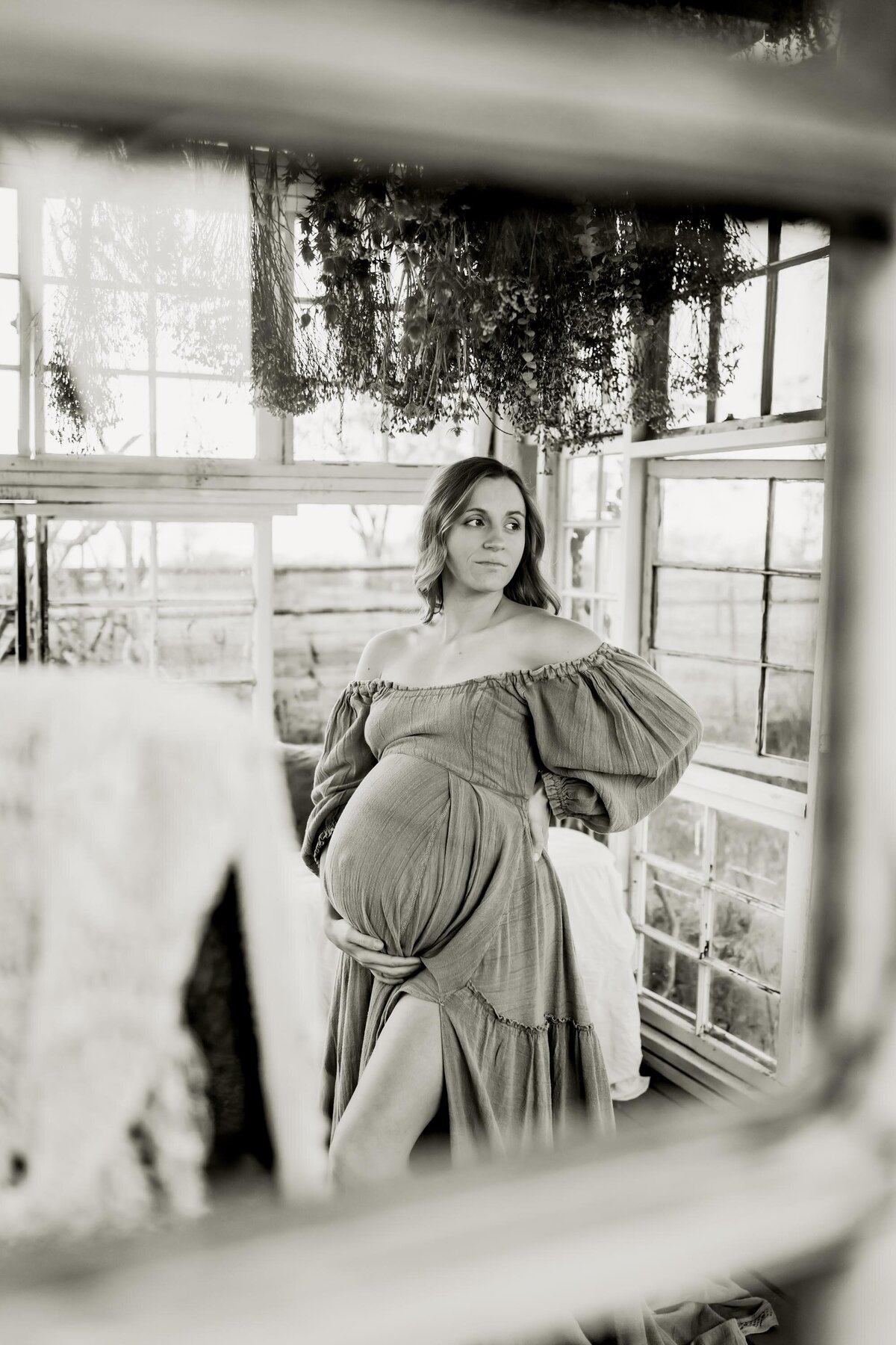 pregnant mom in a beautiful dress