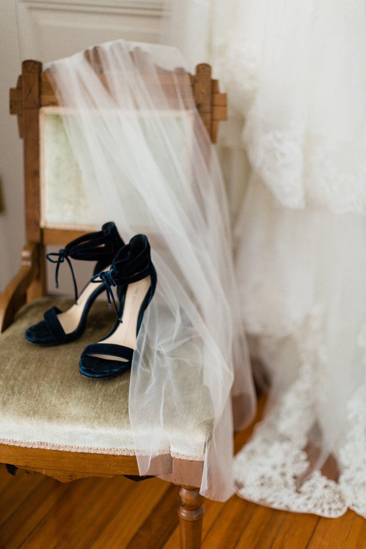 Bridal details shoes and veil Virginia Wedding photographer