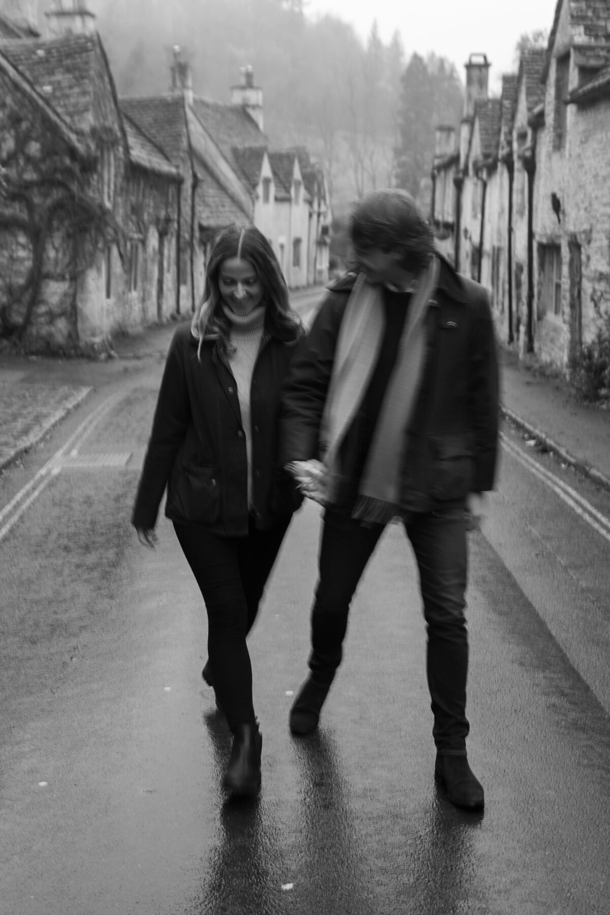 Engagement portraits in Castle Combe, Cotswolds