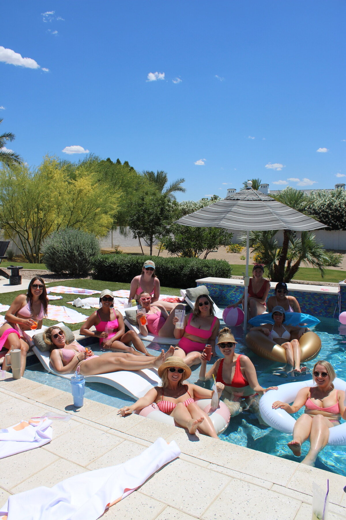 Lively and aesthetically pleasing atmosphere of the Scottsdale bachelorette pool party.
