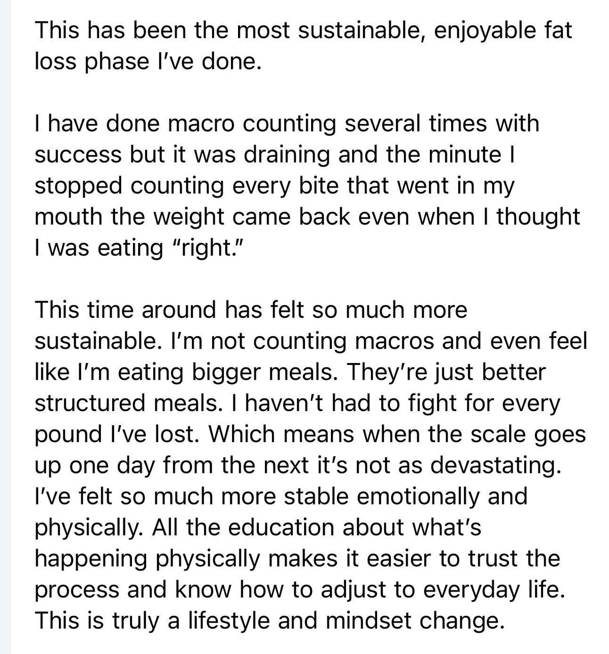 Sereen's message about her fat loss phase