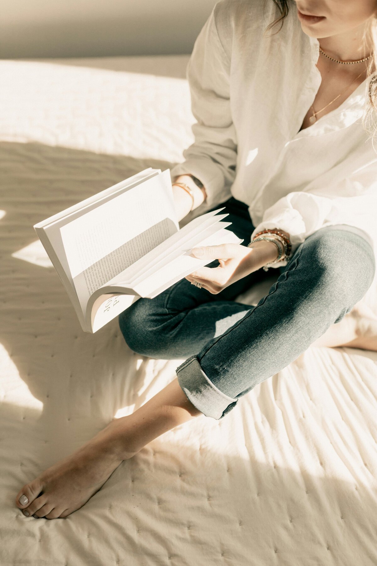 woman reading a book