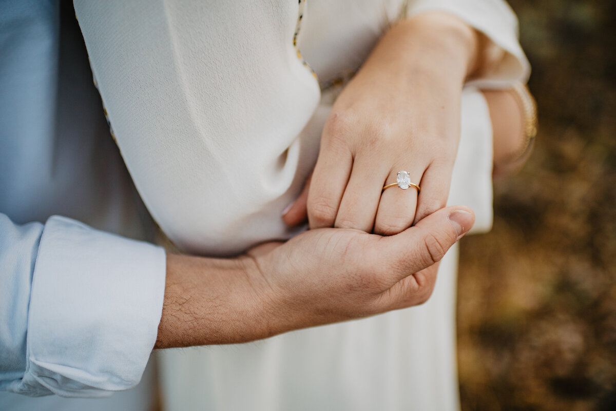 Photographers Jackson Hole capture engagement ring on woman's finger