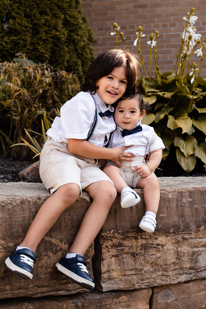 Brothers posing for Toronto family photographer