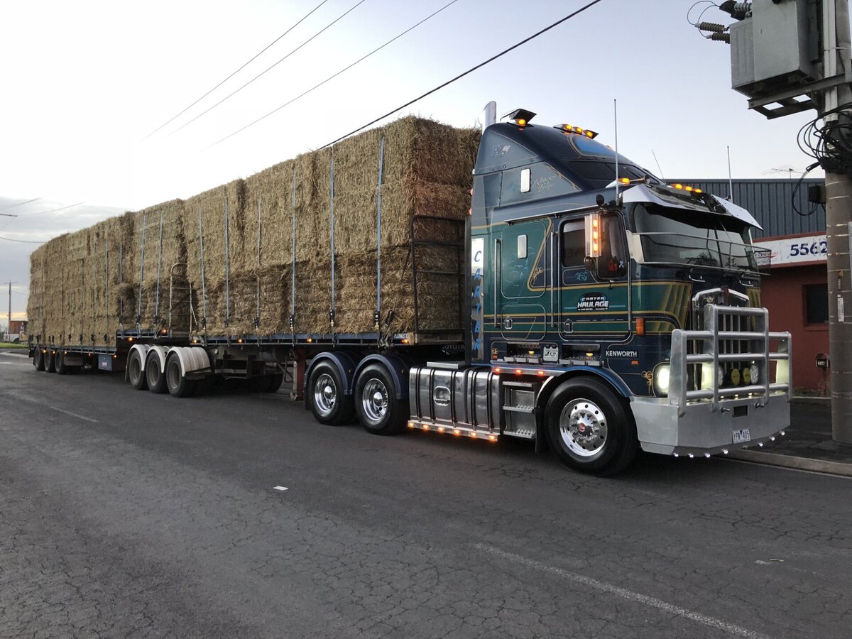 Large truck loaded with Hay and fodder ready for delivery to farm