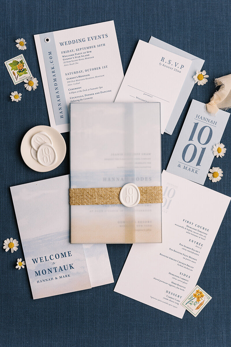 Montauk Watercolor Beach Wedding Invitation