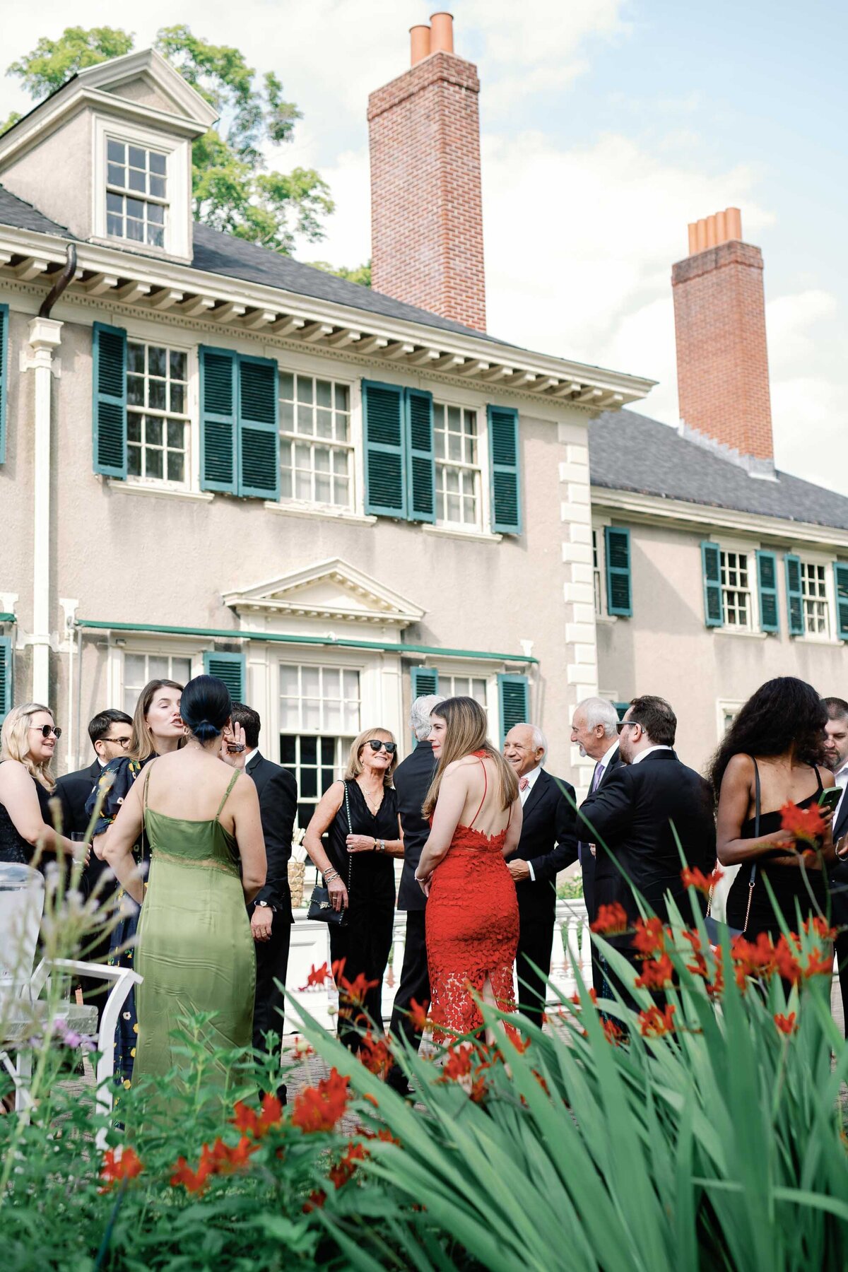 cocktail hour at  hildene wedding in manchster, vt ceremony