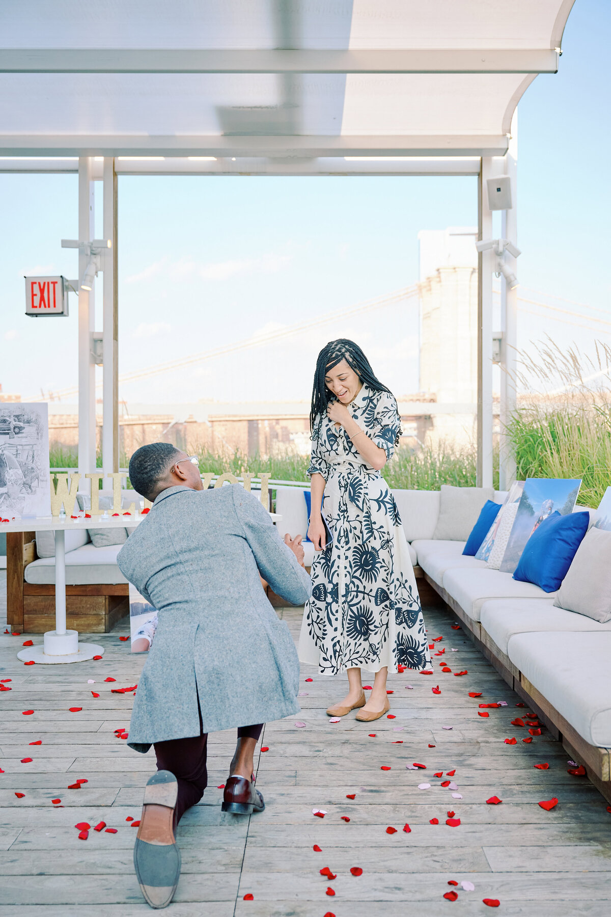 Proposal happening on top of The Greens Rooftop NYC, taken by New York City Proposal Photographer Corey Lamar Photography
