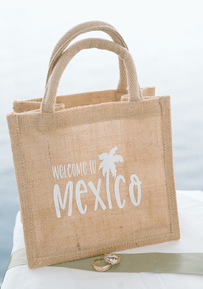 welcome bag for a wedding in Mexico
