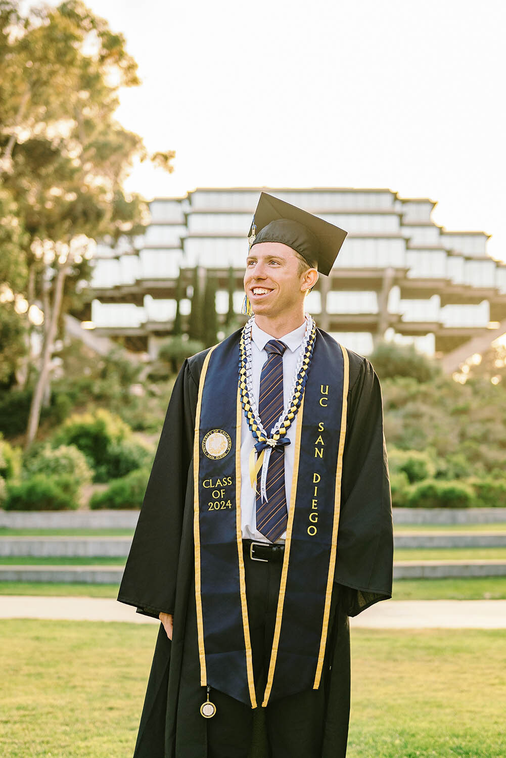 Cap and gown photos at the University of California San Diego