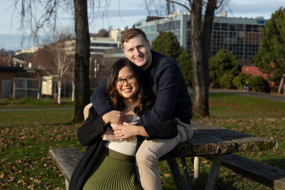 engagement and Surprise Seattle wedding photography sculpture park- 40