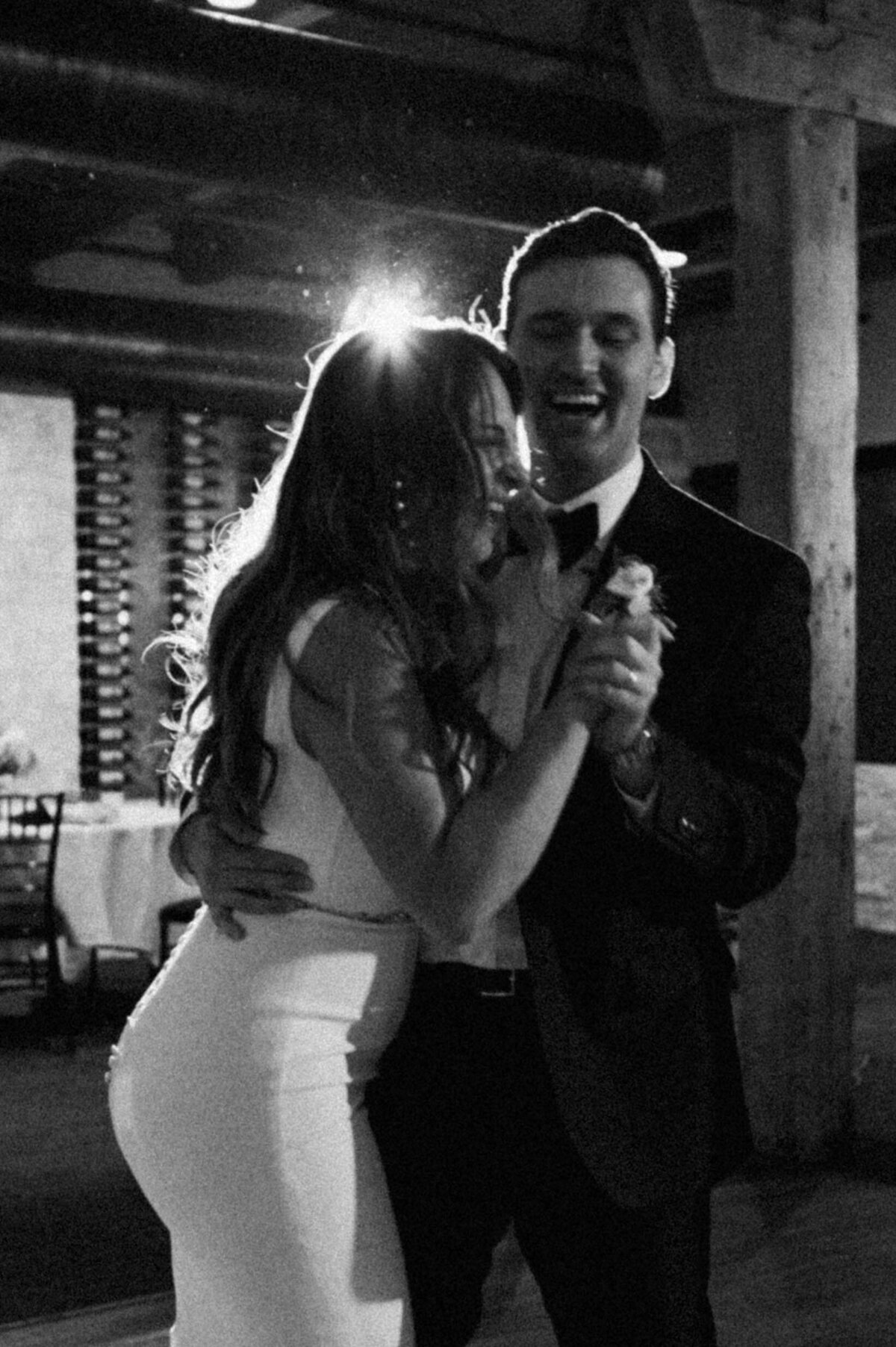 couple laughing during their first dance
