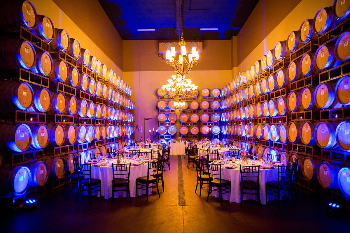 Wilson Creek Winery wedding photos wine cellar