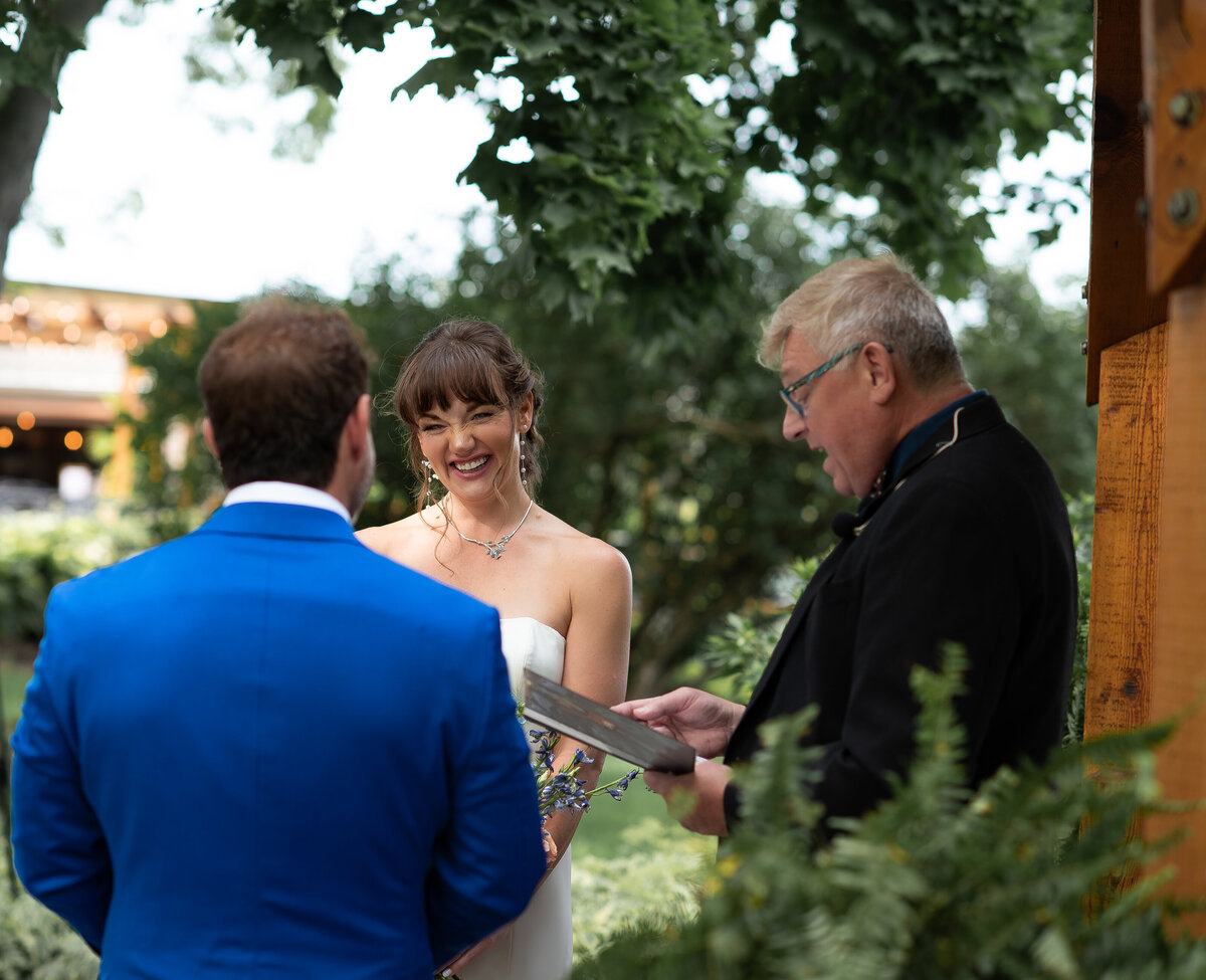 Candid wedding party group photo