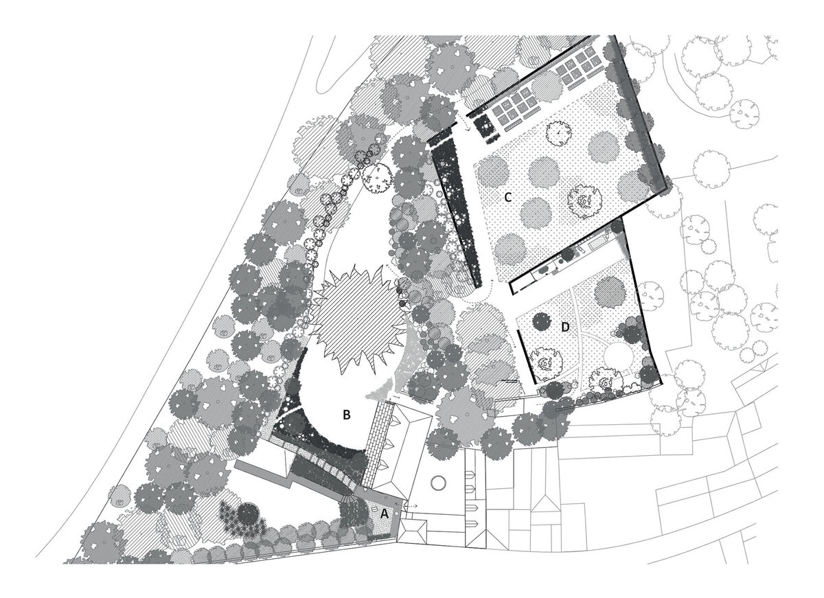 Plan de masse d'un projet de jardin