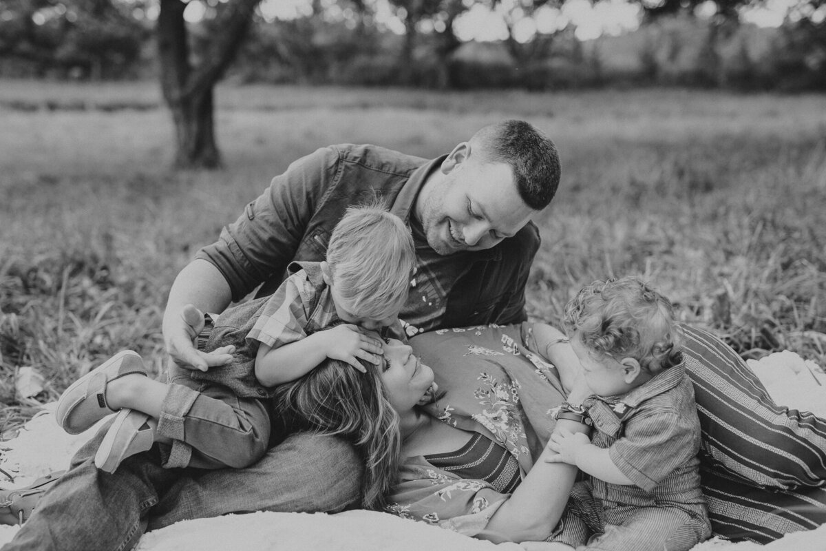 family on blanket