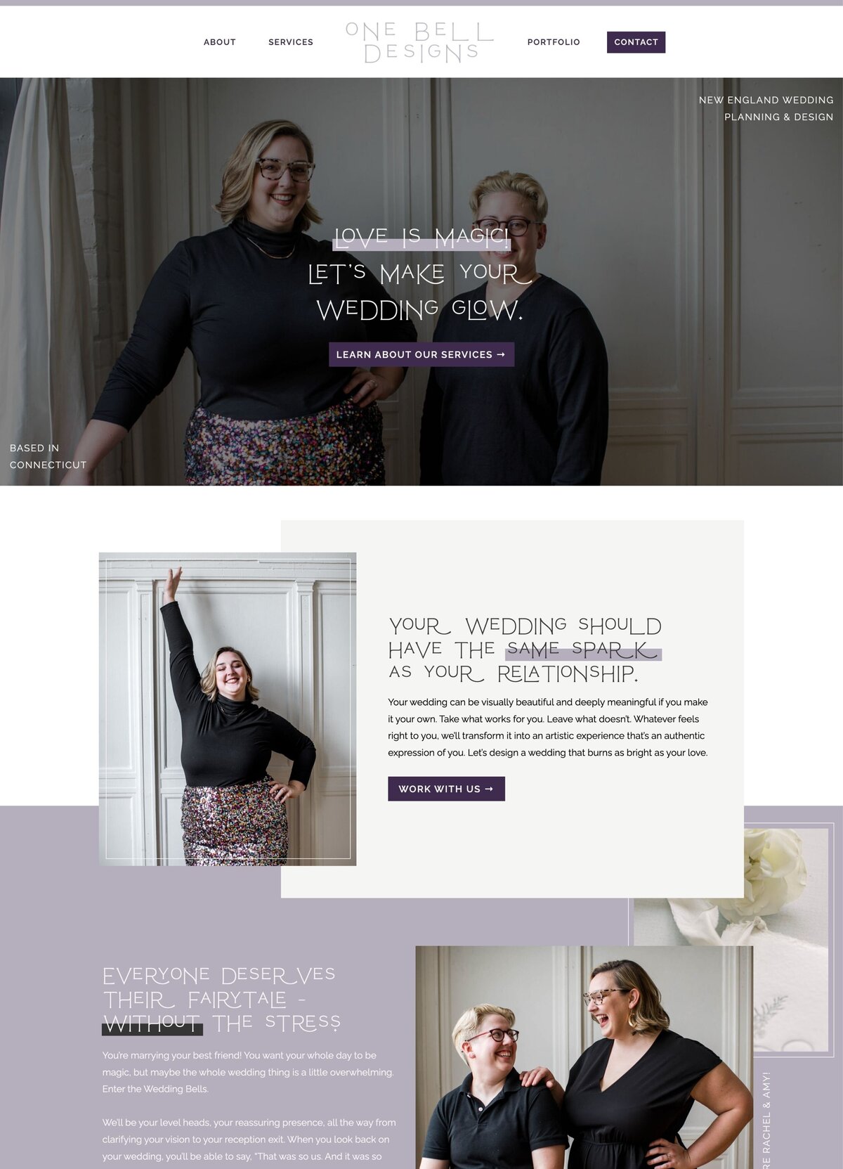 Screenshot of a wedding planner website.