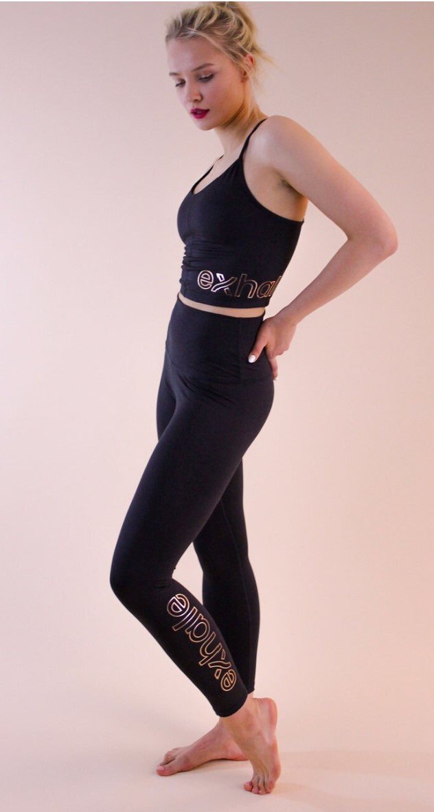 exhale rose gold bra legging set
