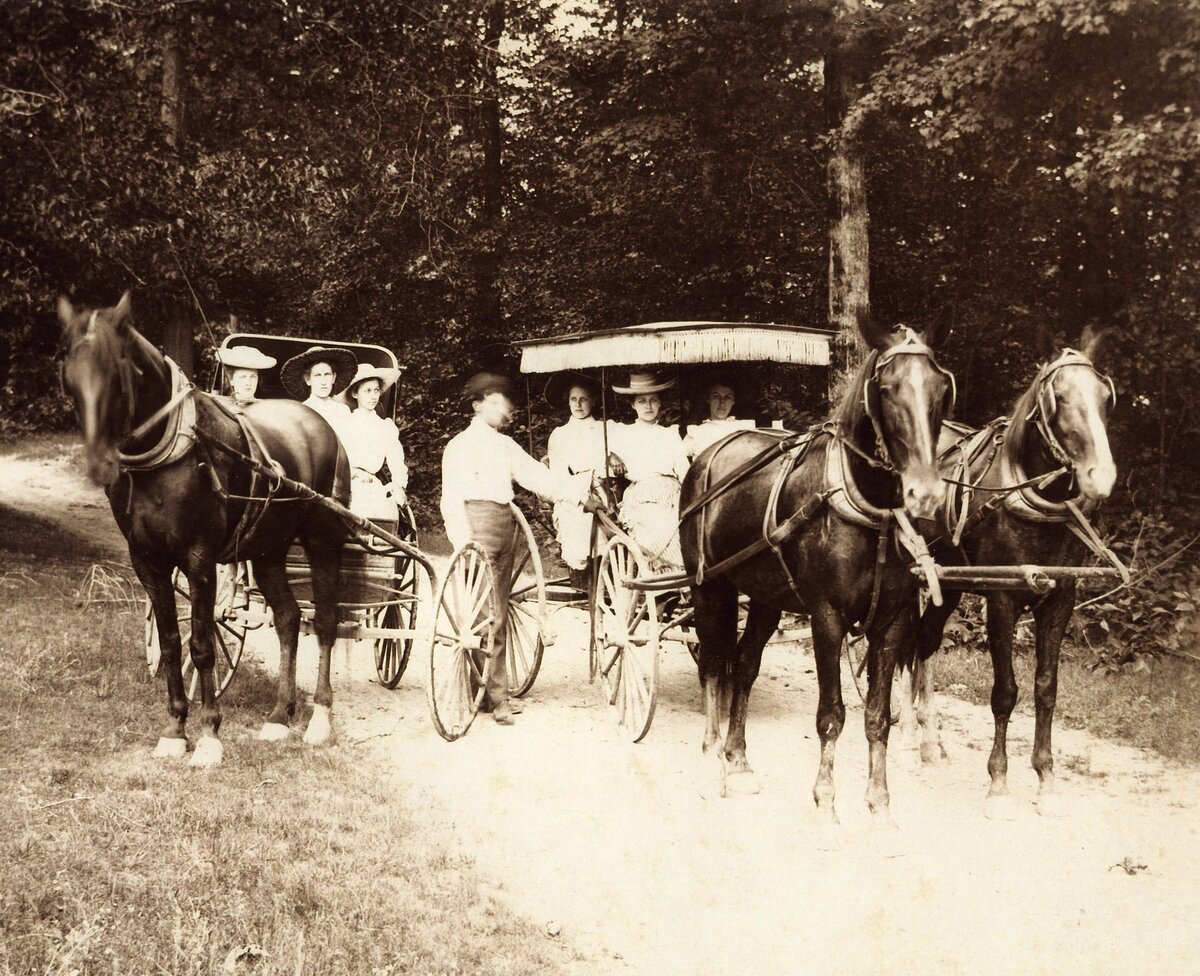 4. Florence & Edna Harlin enjoying a ride in their surrey