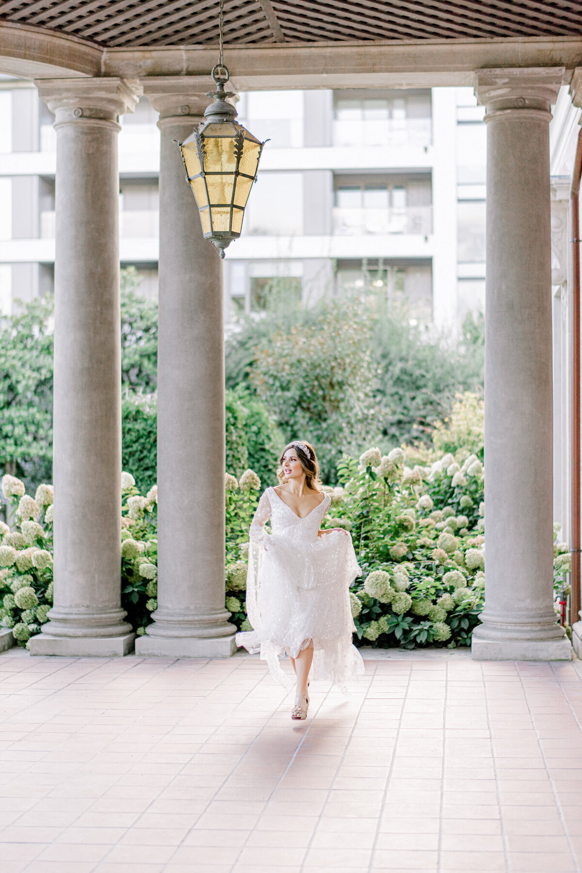 Elegant, romantic bridal inspirtaion, sequenced wedding gown, jewel encrusted headband, historic venue, captured by Julie Jagt Photography, fine art wedding photographer in Vancouver, BC. Featured on the Bronte Bride Vendor Guide.