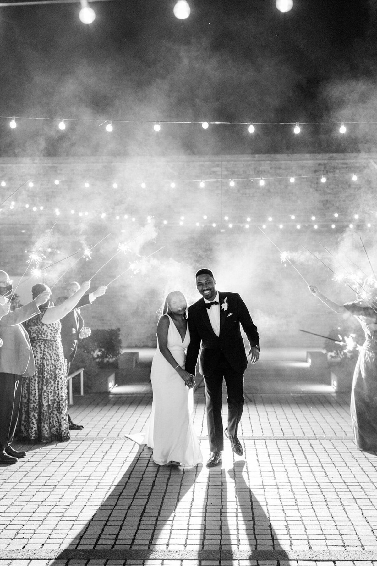 Black and White Sparkler Exit at Luxury Chicago North Shore Outdoor Wedding Venue