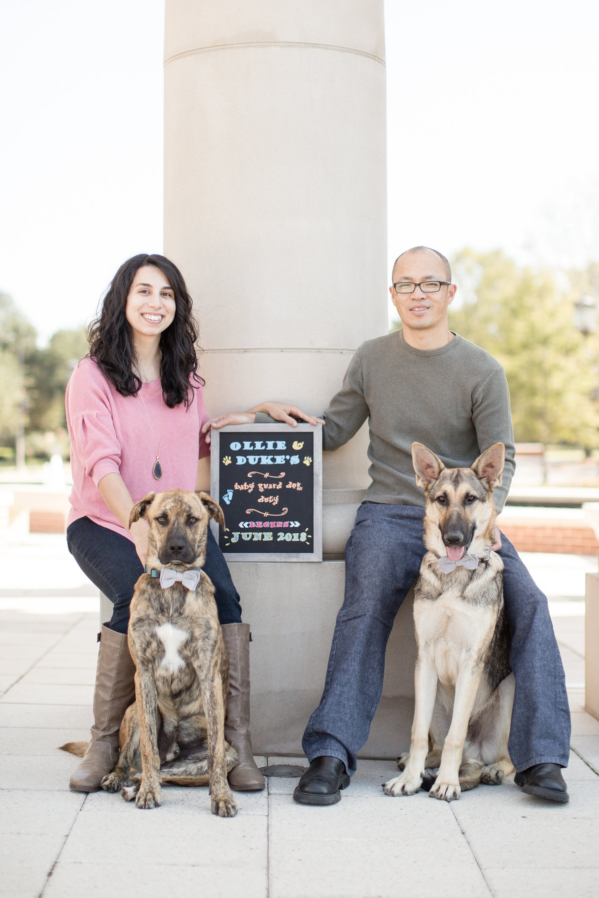 Sidri Rasool family portrait with their dogs at The University of South Alabama in Mobile, Alabama.