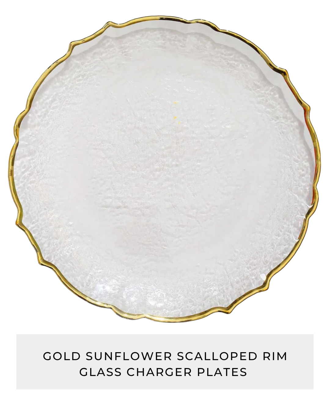 Gold Sunflower Scalloped Rim Glass Charger Plates